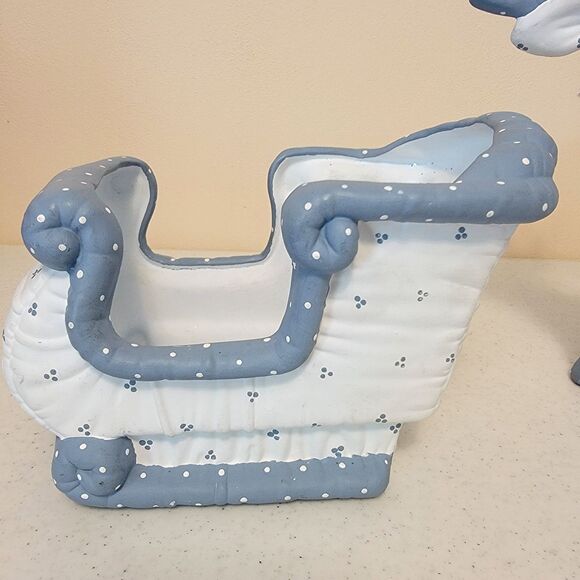 Vintage Kimple Ceramic Mold Christmas Reindeer & Santa Sleigh Quilted Figures - Picture 5 of 16